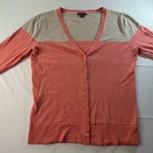 Merona Coral and Cream V-Neck Button-Front Cardigan